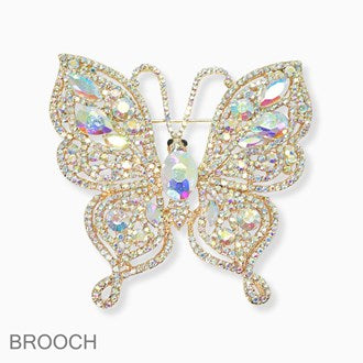 Large Gold AB Butterfly Brooch