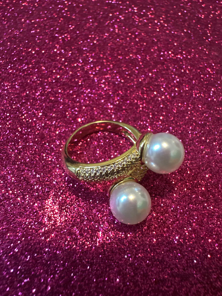 Gold Double Pearl Ring