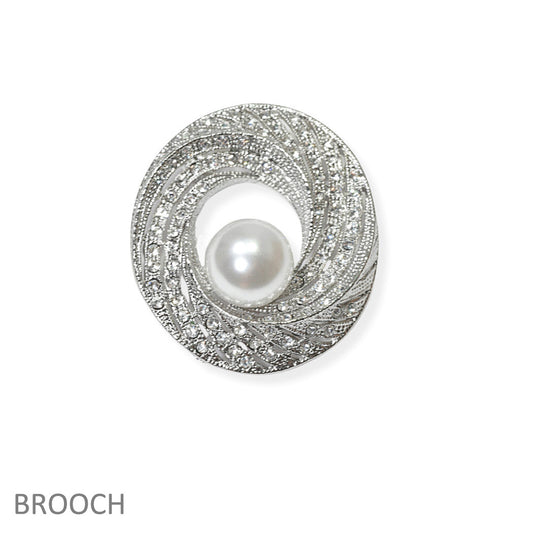 Silver Pearl Oval Brooch