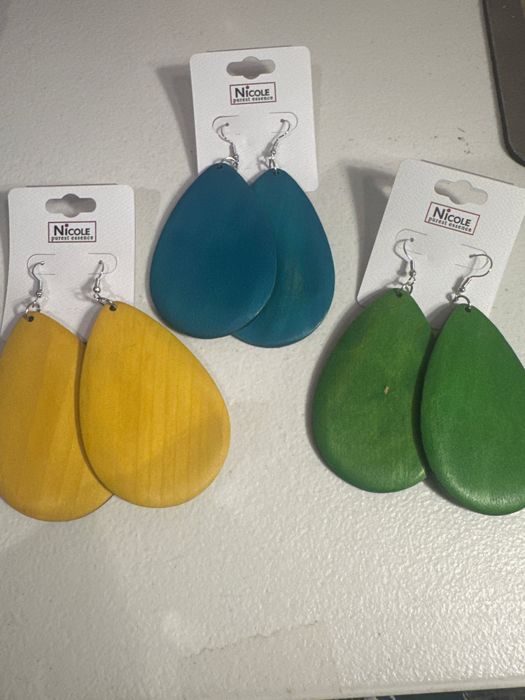 Wood Large Teardrop Earrings