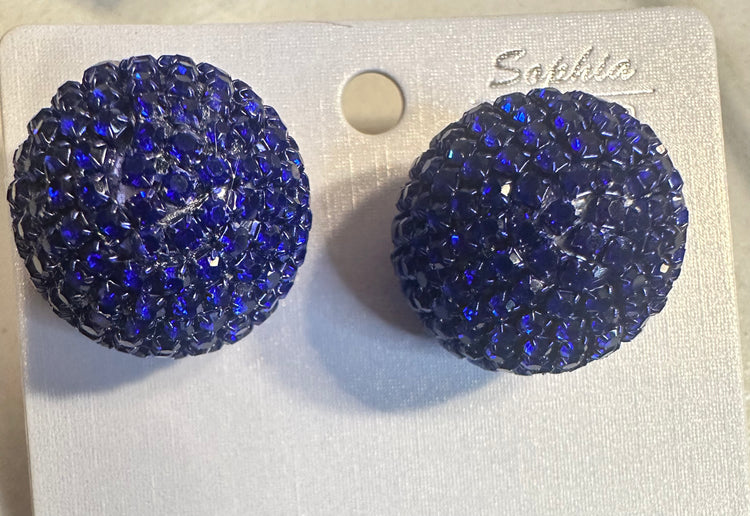 Blue Rhinestone Oversized Studs