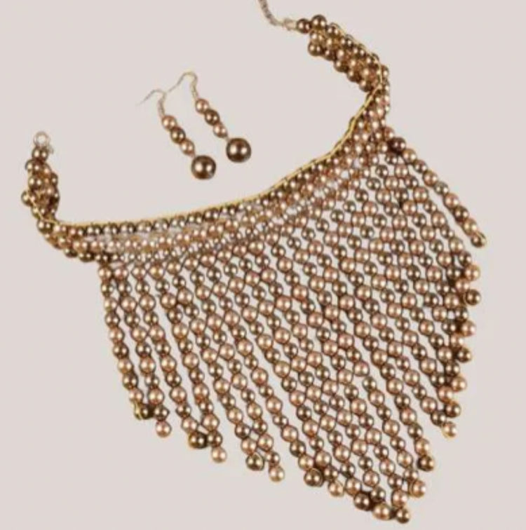 Pearl Fringe Statement Necklace