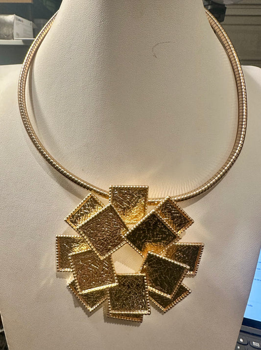 Gold Abstract Statement Necklace