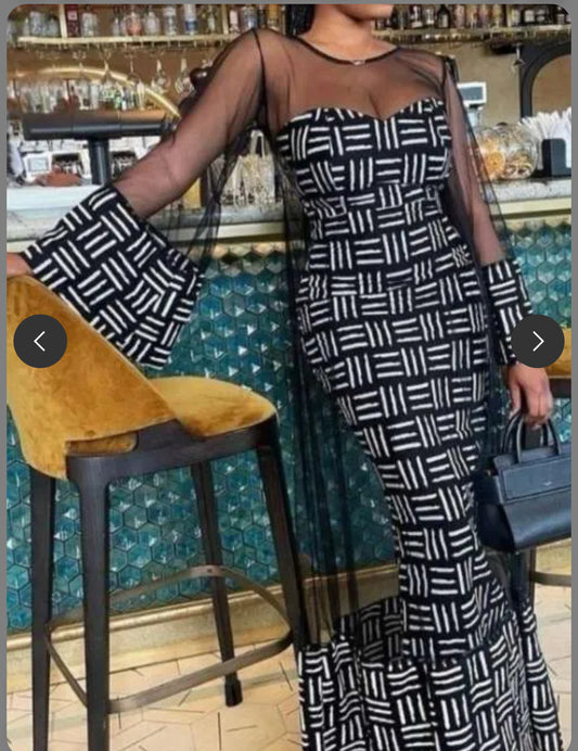 Mesh Flare Sleeve Cover with Matching Dress