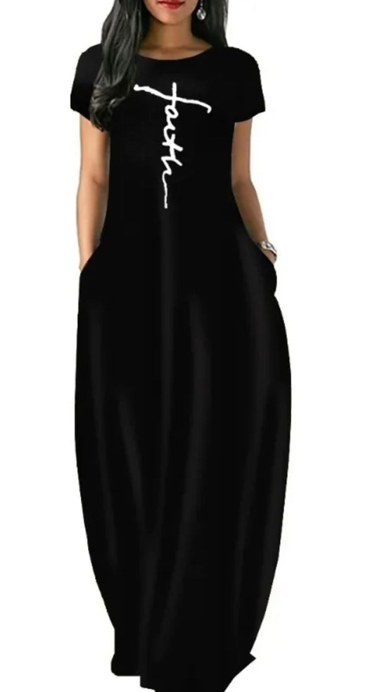 Short Sleeve Inspirational Maxi Dress