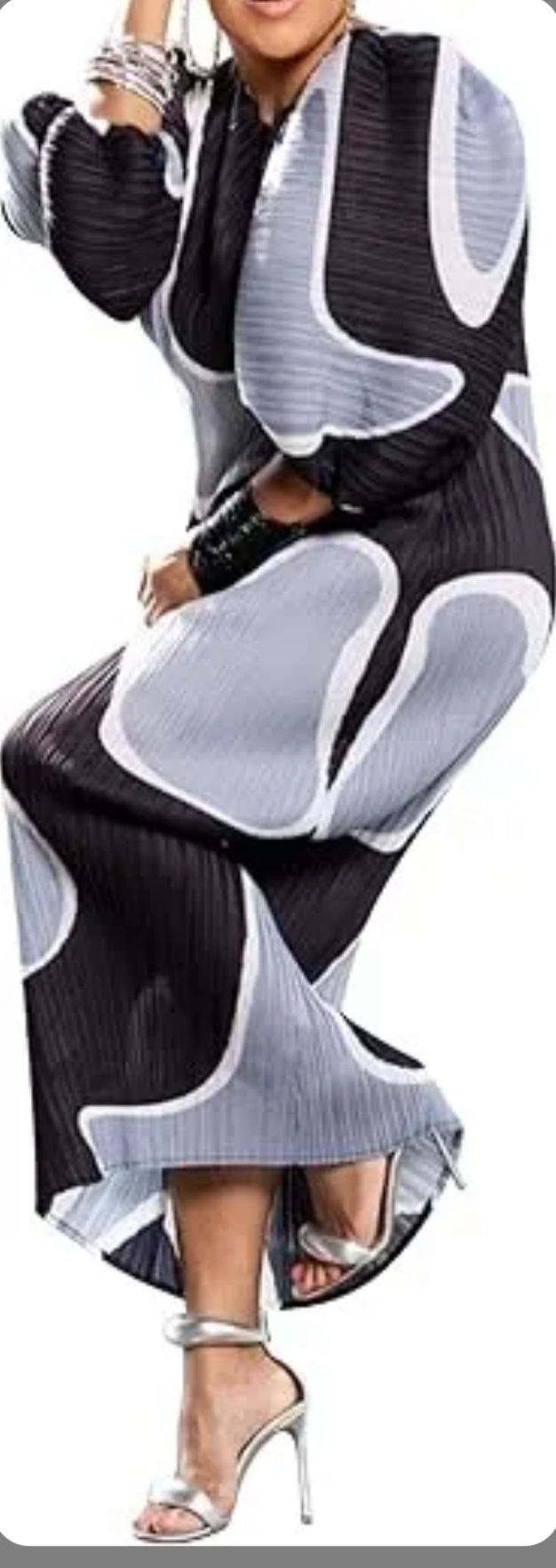 Puffy Sleeve Stretch Dress