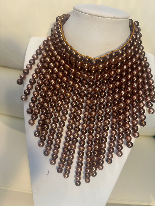 Pearl Fringe Statement Necklace