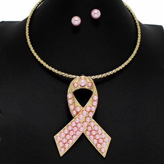 Pink Ribbon Breast Cancer Awareness Necklace