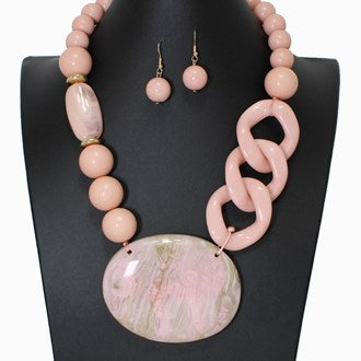 Pink Geometric Statement Necklace