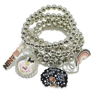 Silver Beaded Charm Bracelets