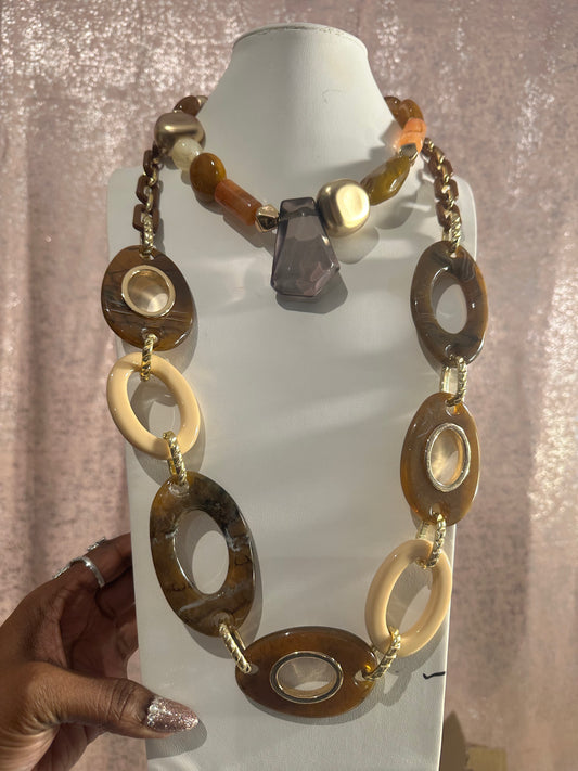 Natural Brown 2 Piece Necklaces