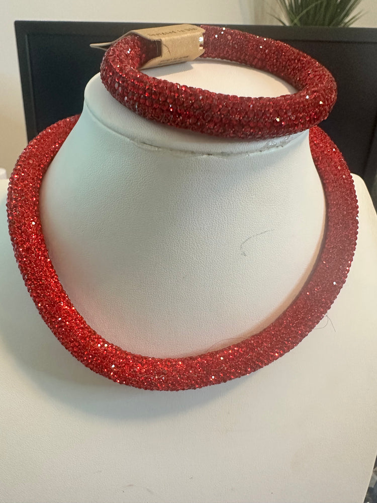 Red Sparkle Necklace and Bracelet