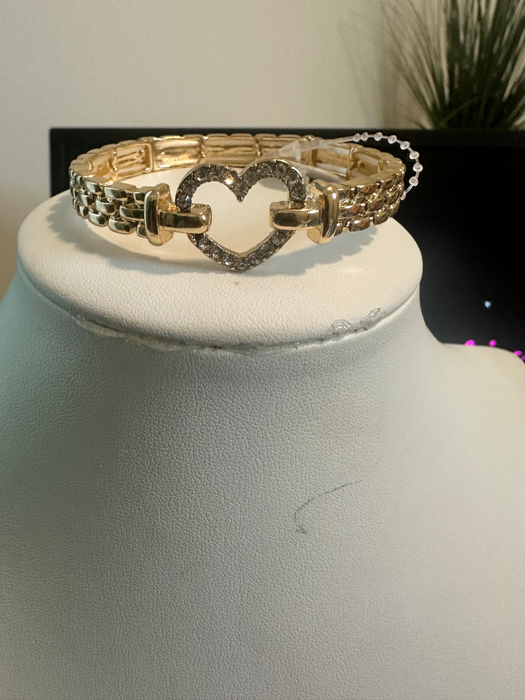 Rhinestone Heart Stretch Bracelet