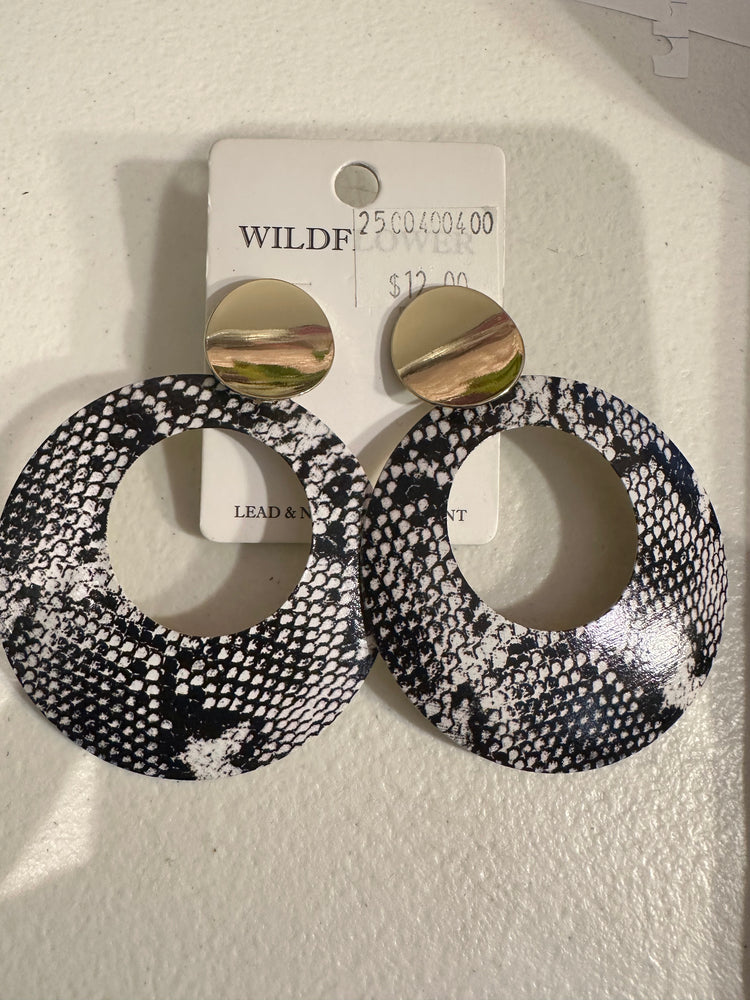 Black White Snakeprint Earrings