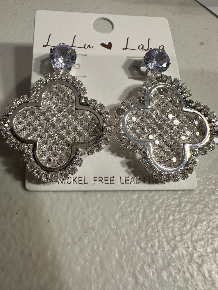 Silver Sparkle Clover Earrings