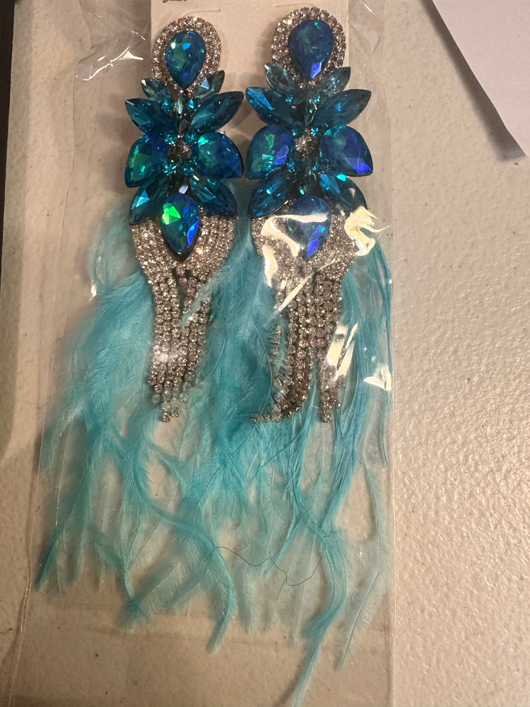 Long Feather Jewel Earrings