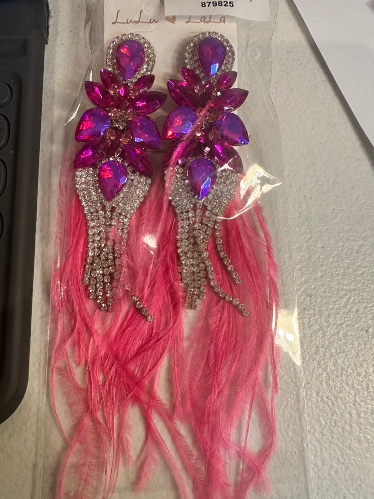 Long Feather Jewel Earrings