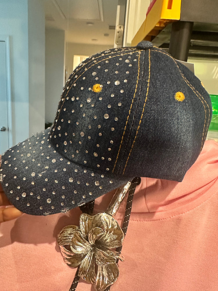 Rhinestone Denim Hat