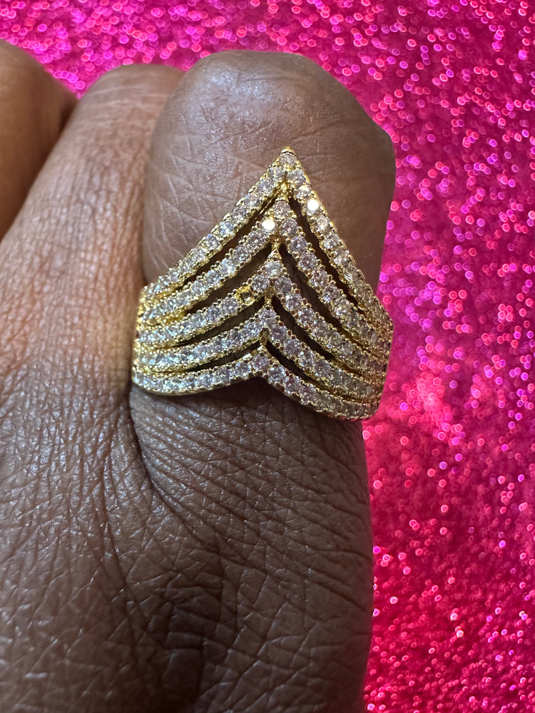 Gold Rhinestone Arrow ring