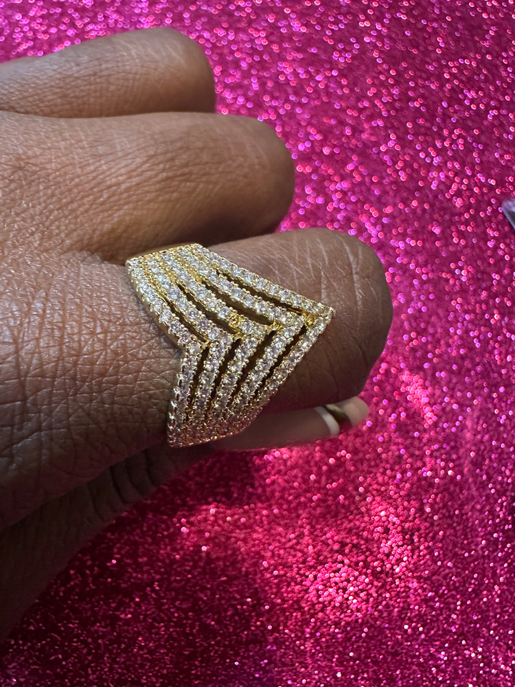 Gold Rhinestone Arrow ring