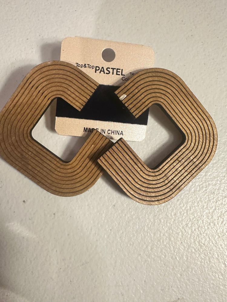 Wood Sqaure Earrings