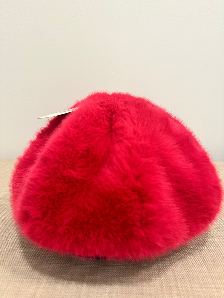 Pink Fur Beret Hat