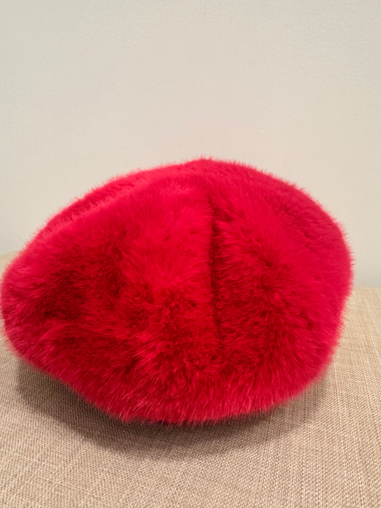 Pink Fur Beret Hat