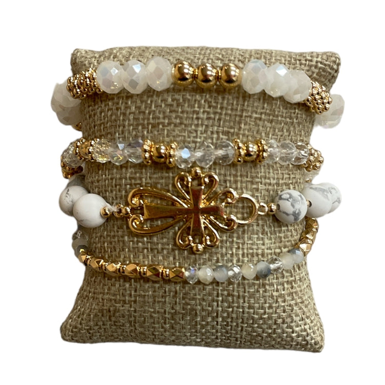 White & Gold Beaded Bracelets