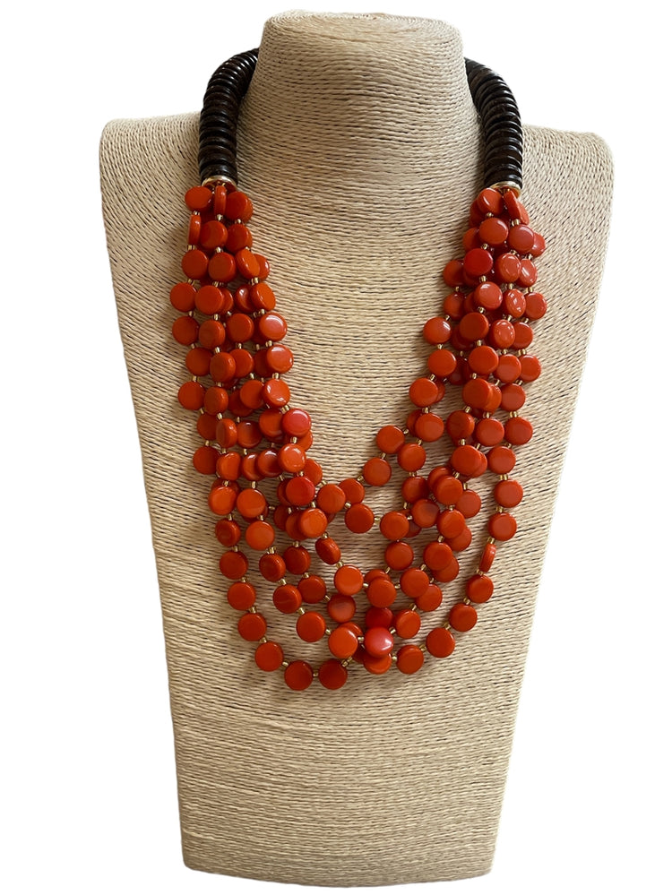 Orange Multilayer Necklace Set