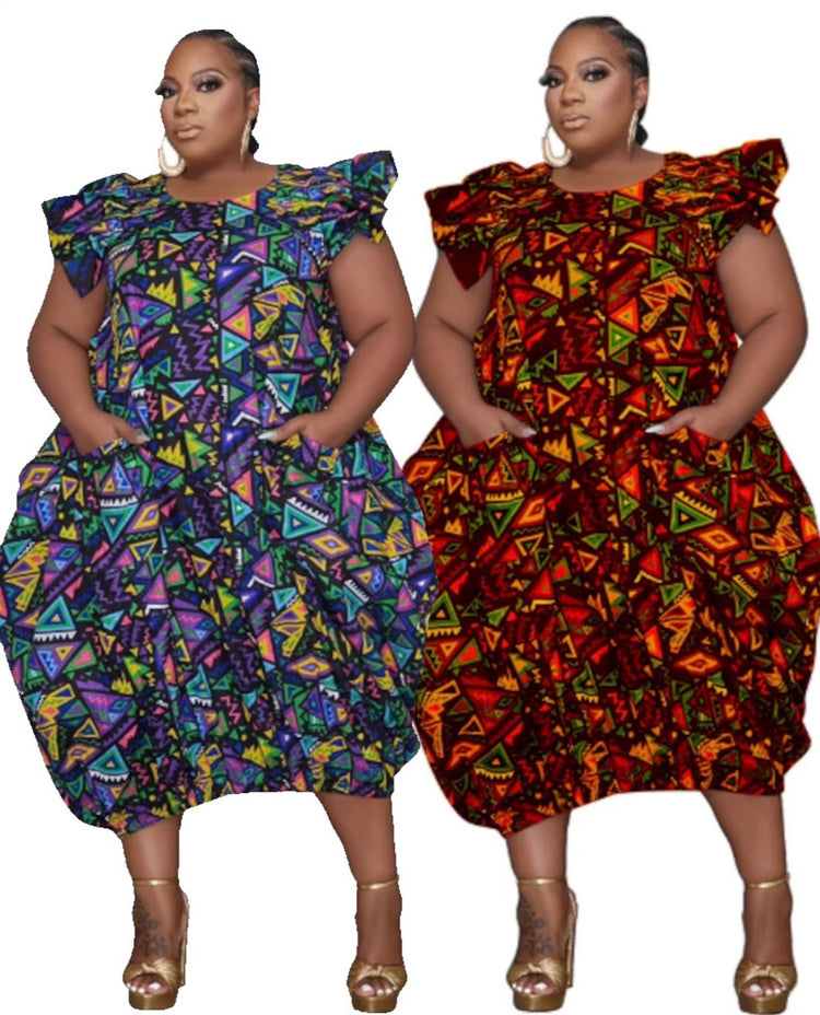 Ruffle Sleeve Balloon Dress