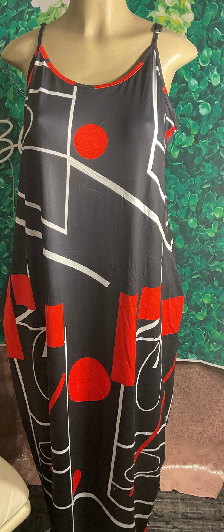 Black Red Abstract Print Sundress