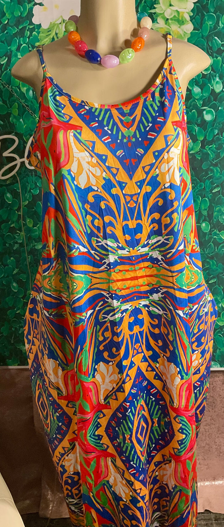 Blue Orange Multicolor Sundress