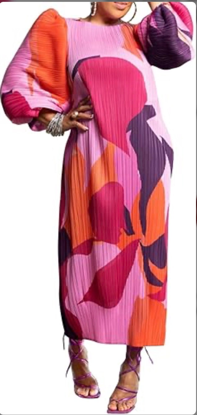 Puff Sleeve Stretch Dress