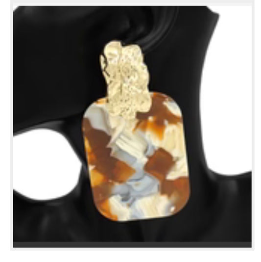 Square Lightweight Marble Drop Earrings