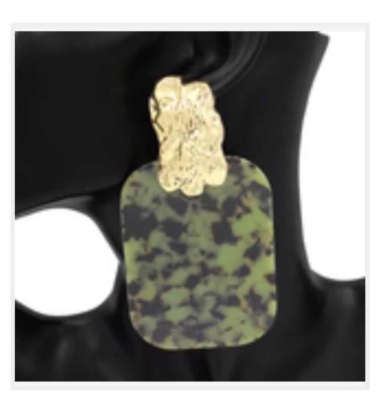 Square Lightweight Marble Drop Earrings