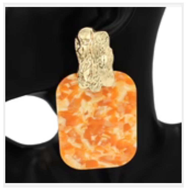 Square Lightweight Marble Drop Earrings