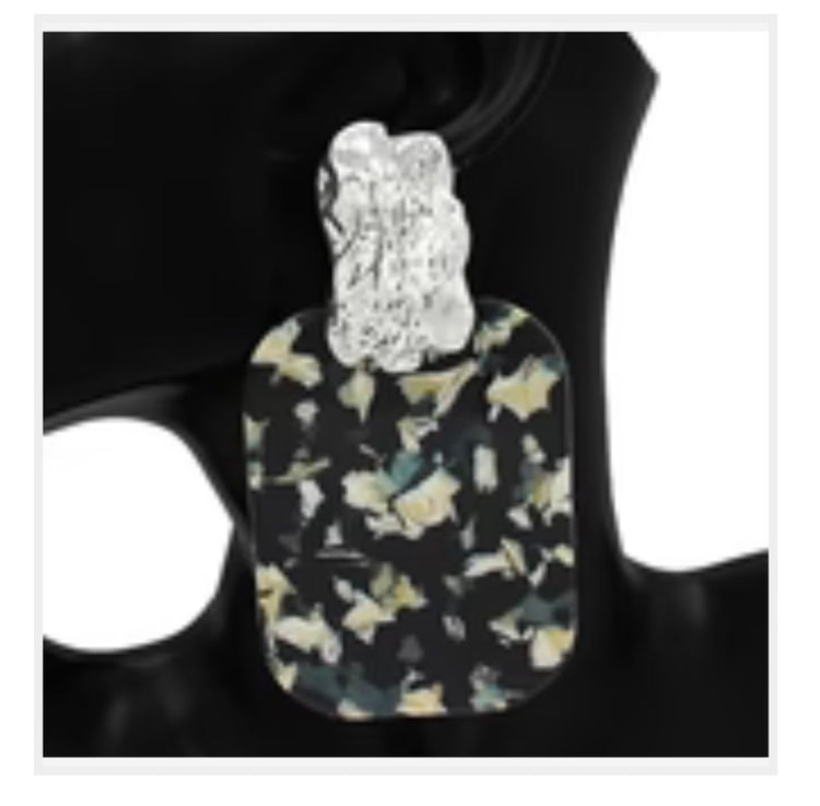 Square Lightweight Marble Drop Earrings