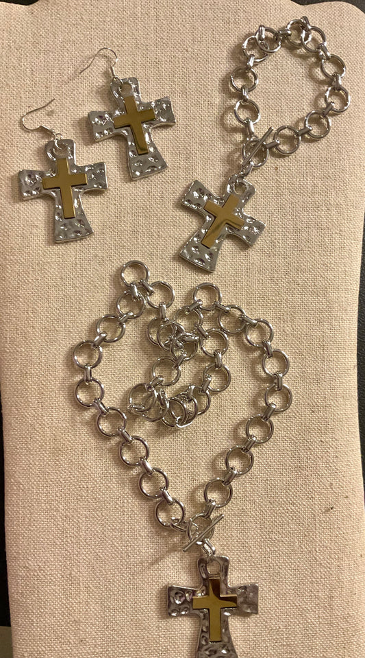 3 Piece Cross Necklace Set