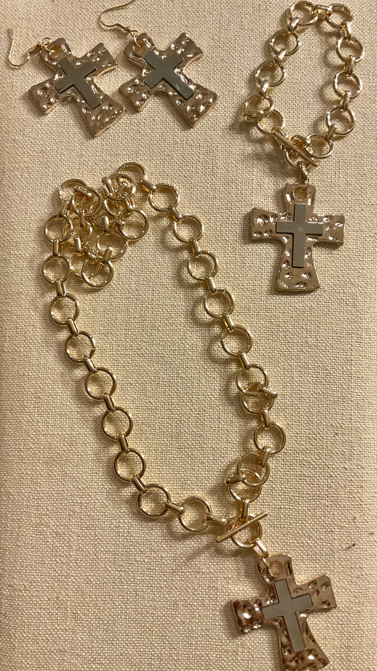 3 Piece Cross Necklace Set