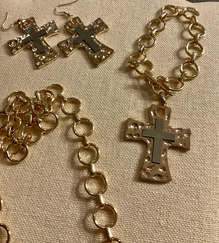 3 Piece Cross Necklace Set
