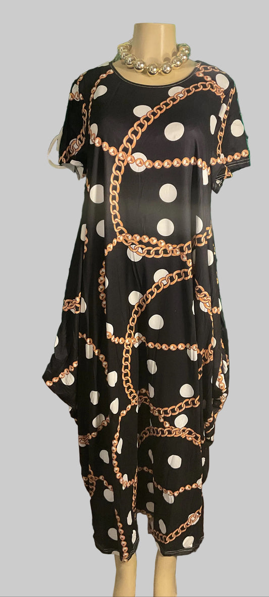 Black Gold Polka Dot Maxi Dress