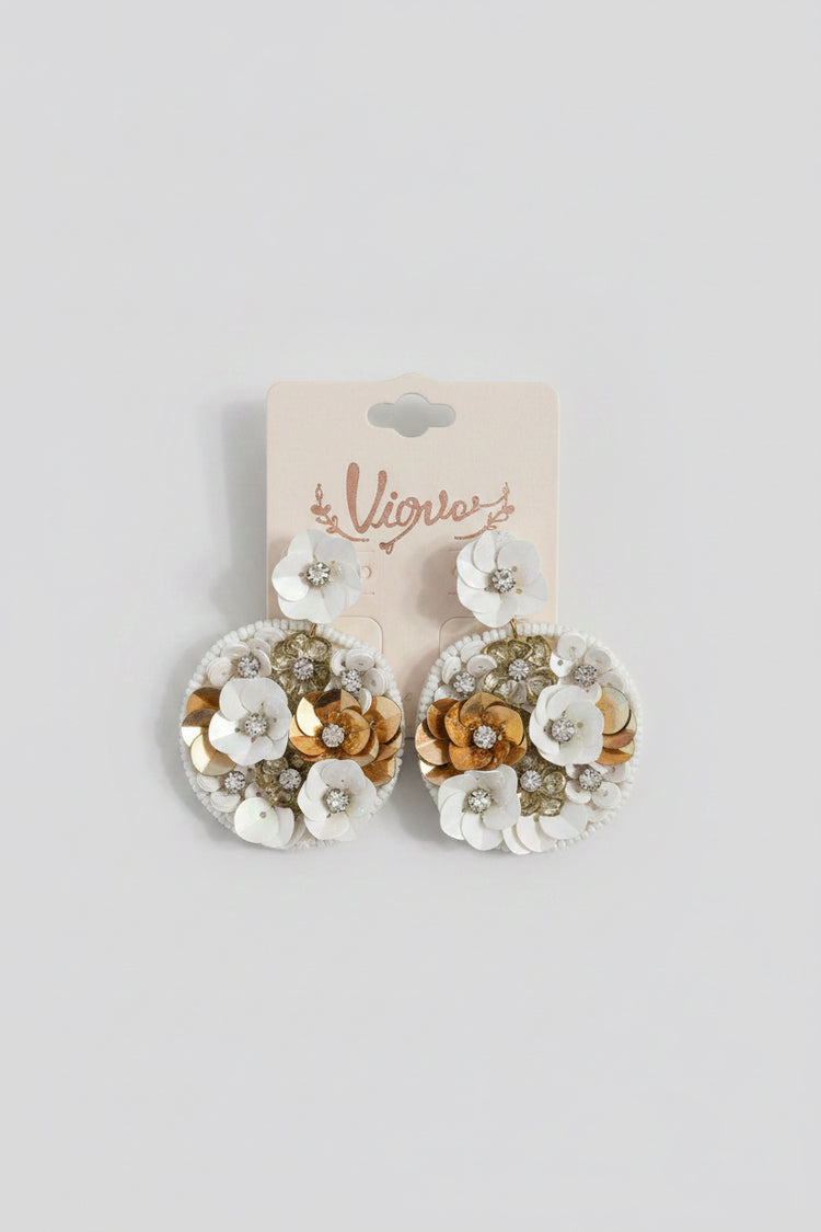White Gold Lightweight Flower Earrings