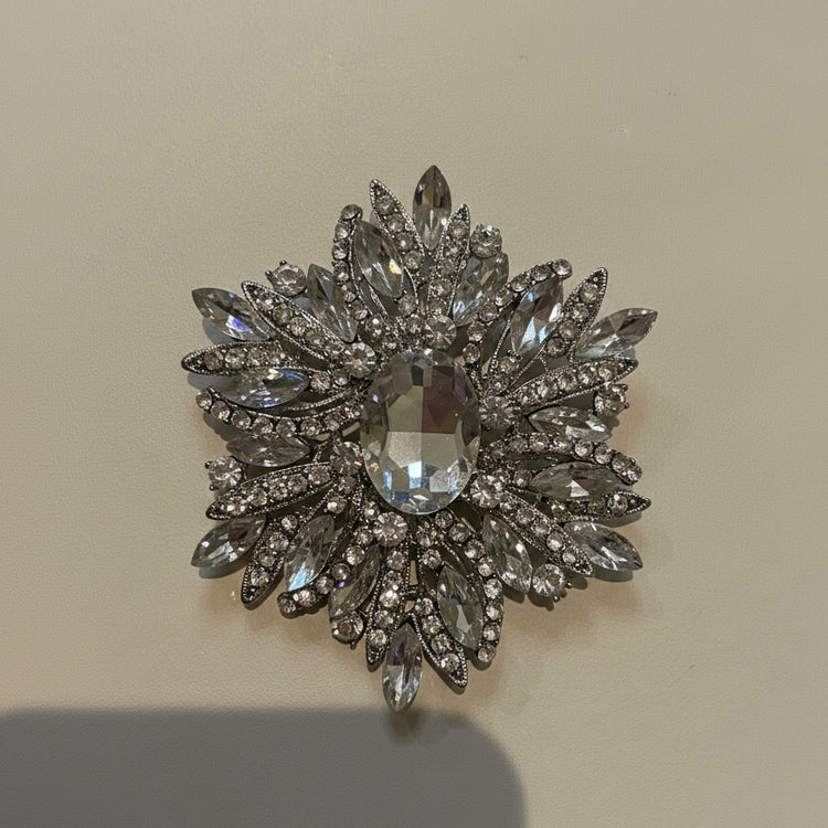 Large Sparkle Flower Statement Brooch with Necklace Hole