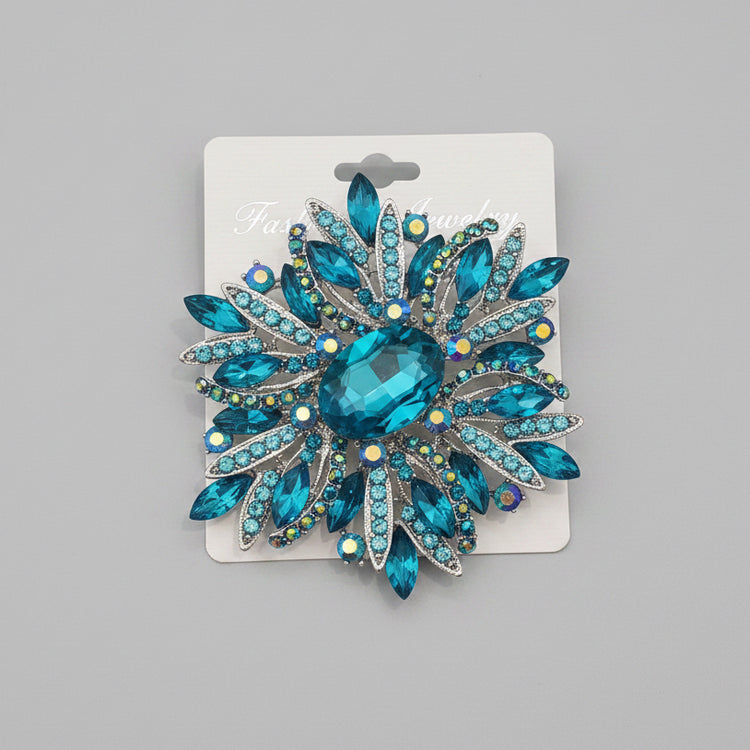 Large Sparkle Flower Statement Brooch with Necklace Hole