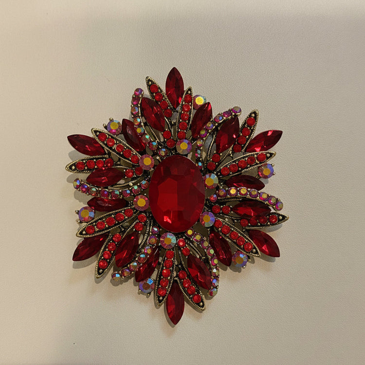 Large Sparkle Flower Statement Brooch with Necklace Hole