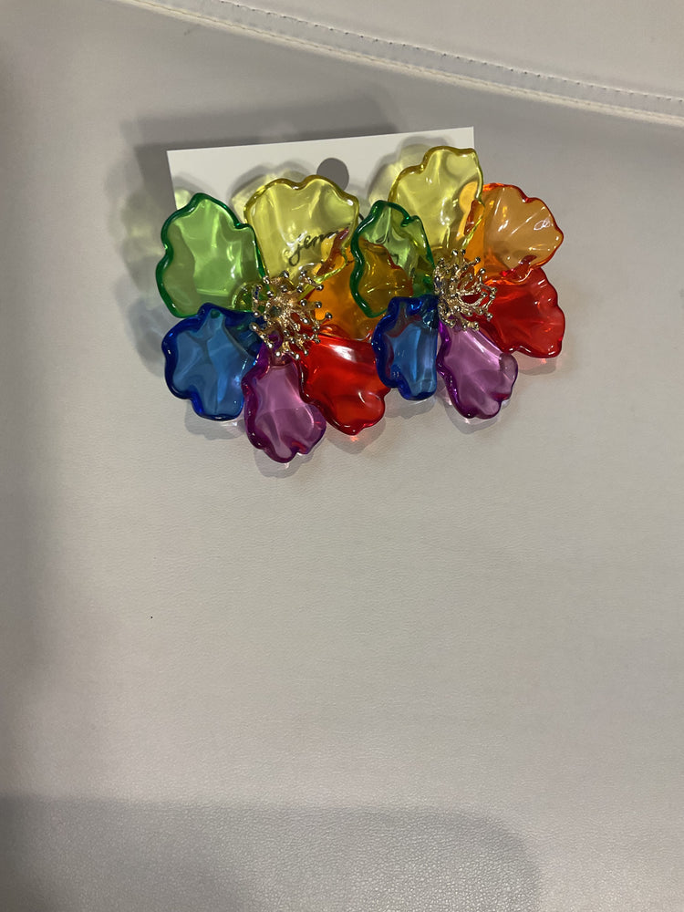 Rainbow Flower Translucent Earrings