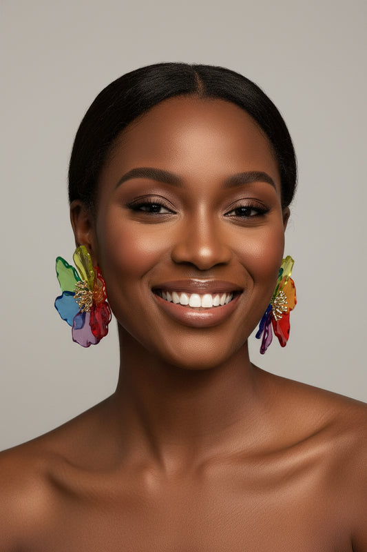 Rainbow Flower Translucent Earrings
