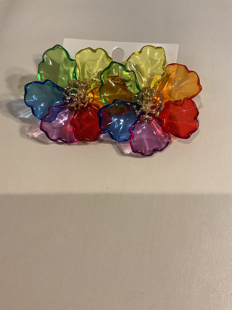 Rainbow Flower Translucent Earrings