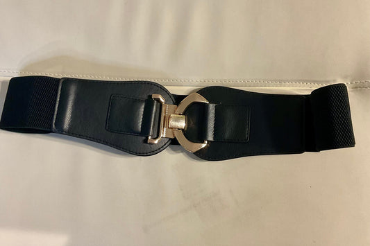 Black Gold Buckle Stretchy Belt