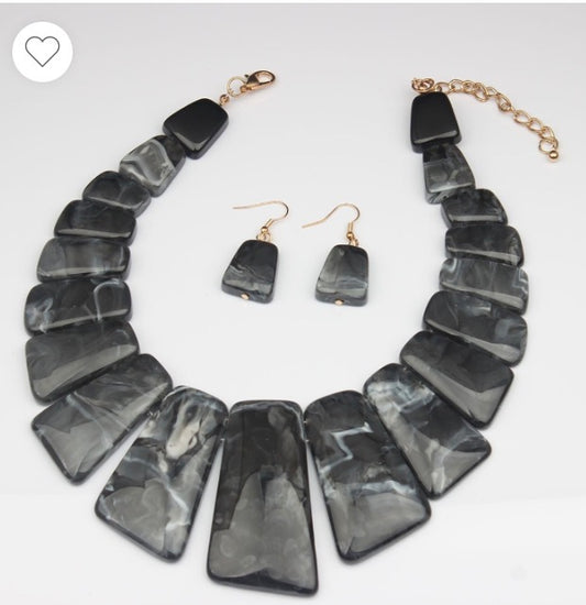 Black Marble Statement Necklace